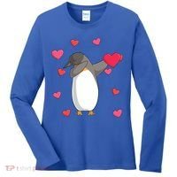 Dabbing Penguin Valentine's Day Love Heart Dance Pose Cute Gift Women's Long Sleeve Shirt thumb 0