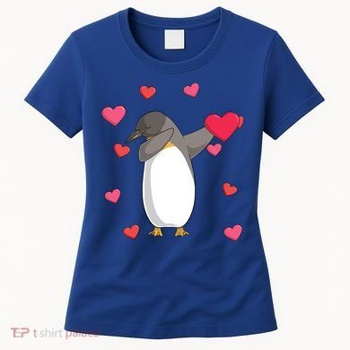 Dabbing Penguin Valentine's Day Love Heart Dance Pose Cute Gift Women's T-Shirt