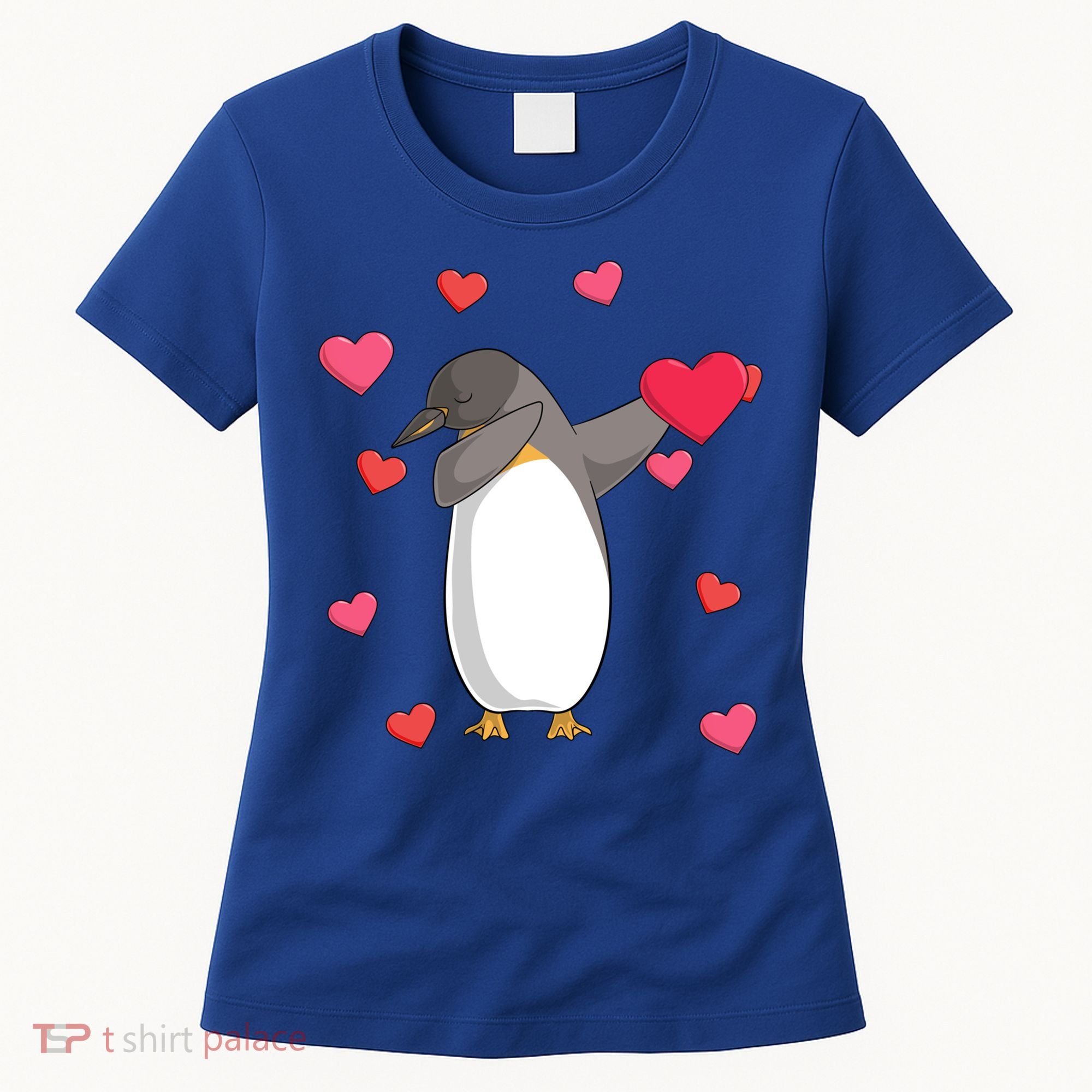 Dabbing Penguin Valentine's Day Love Heart Dance Pose Cute Gift Women's T-Shirt