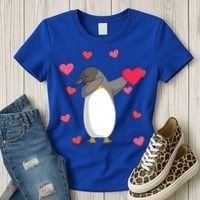 Dabbing Penguin Valentine's Day Love Heart Dance Pose Cute Gift Women's T-Shirt thumb 3