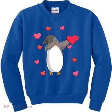 Dabbing Penguin Valentine's Day Love Heart Dance Pose Cute Gift Kids Sweatshirt