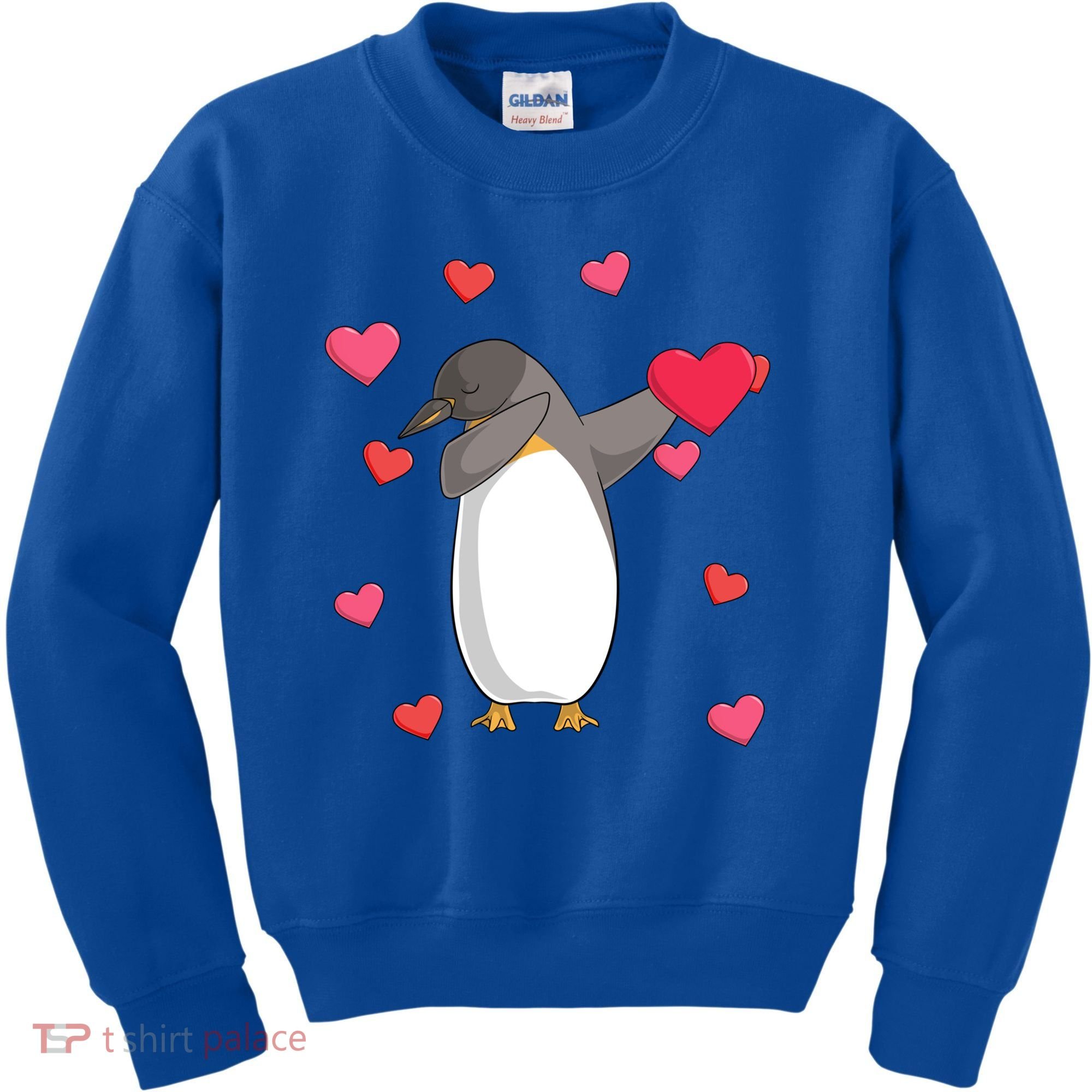 Dabbing Penguin Valentine's Day Love Heart Dance Pose Cute Gift Kids Sweatshirt