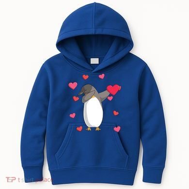 Dabbing Penguin Valentine's Day Love Heart Dance Pose Cute Gift Kids Hoodie
