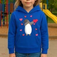 Dabbing Penguin Valentine's Day Love Heart Dance Pose Cute Gift Kids Hoodie thumb 3