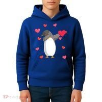 Dabbing Penguin Valentine's Day Love Heart Dance Pose Cute Gift Kids Hoodie thumb 4