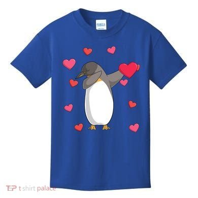 Dabbing Penguin Valentine's Day Love Heart Dance Pose Cute Gift Kids T-Shirt