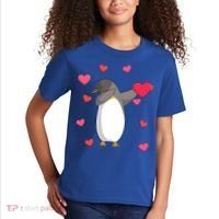 Dabbing Penguin Valentine's Day Love Heart Dance Pose Cute Gift Kids T-Shirt thumb 2