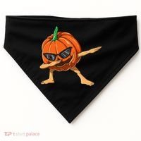 Dabbing Pumpkin With Glasses Halloween Pumpkin Dabbing Dab Gift USA-Made Doggie Bandana thumb 0