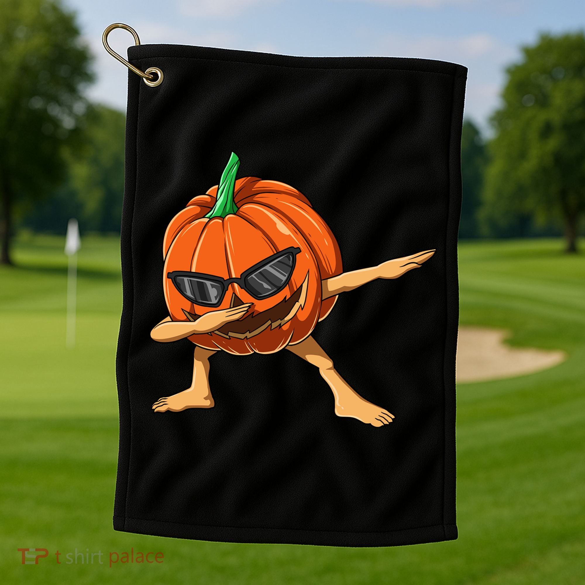 Dabbing Pumpkin With Glasses Halloween Pumpkin Dabbing Dab Gift Golf Towel