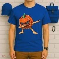 Dabbing Pumpkin With Glasses Halloween Pumpkin Dabbing Dab Gift T-Shirt thumb 6
