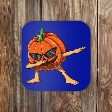 Dabbing Pumpkin With Glasses Halloween Pumpkin Dabbing Dab Gift Coaster