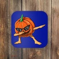 Dabbing Pumpkin With Glasses Halloween Pumpkin Dabbing Dab Gift Coaster thumb 0