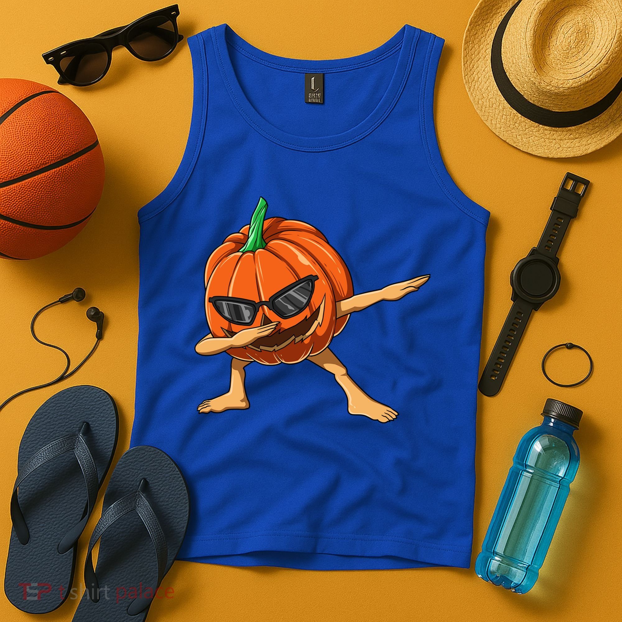 Dabbing Pumpkin With Glasses Halloween Pumpkin Dabbing Dab Gift Tank Top