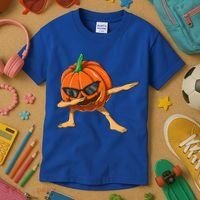 Dabbing Pumpkin With Glasses Halloween Pumpkin Dabbing Dab Gift Kids T-Shirt thumb 3