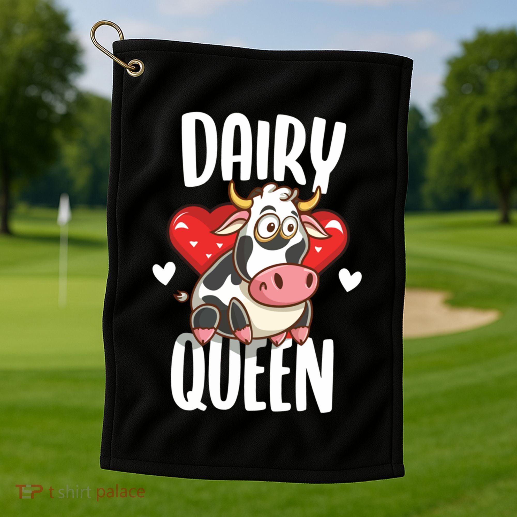Dairy Queen Cow Farmer Gift Golf Towel