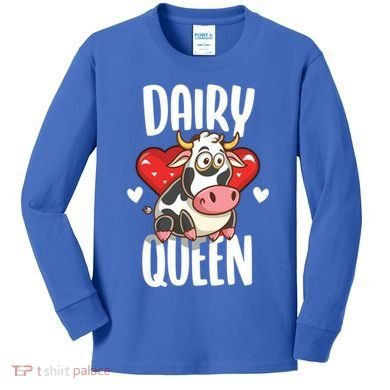 Dairy Queen Cow Farmer Gift Kids Long Sleeve Shirt