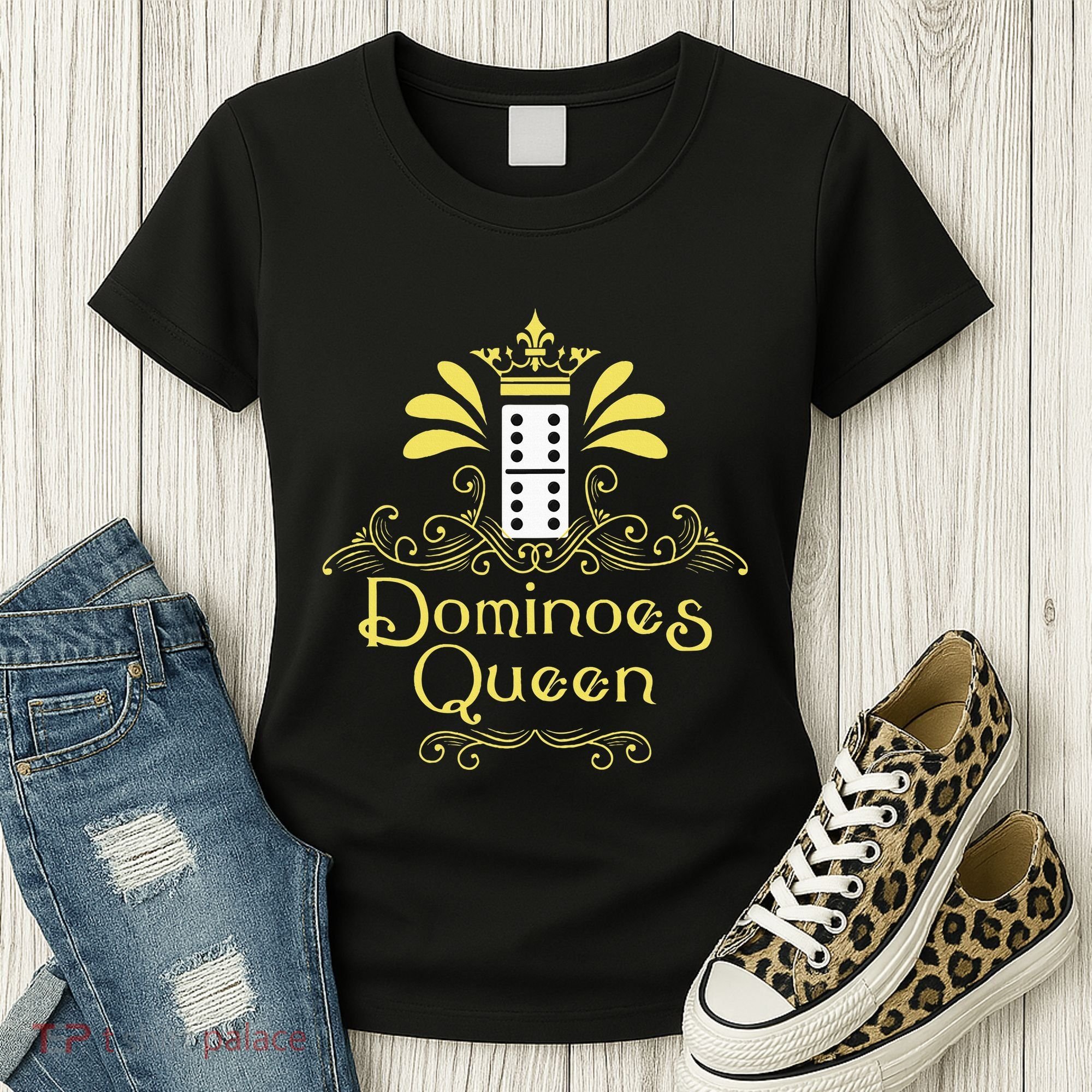 Dominoes Queen Domino Player Dominoes Lover Tile Game Women's T-Shirt