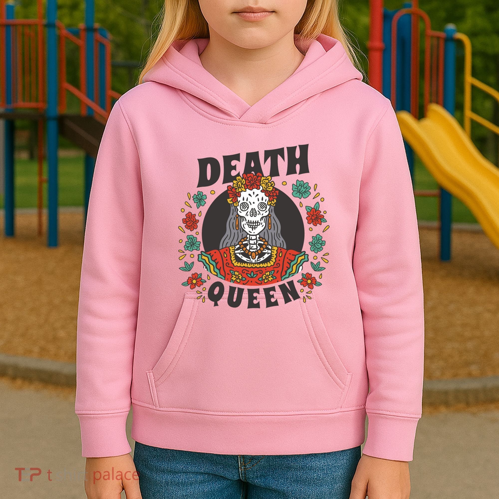 Death Queen Floral Kids Hoodie