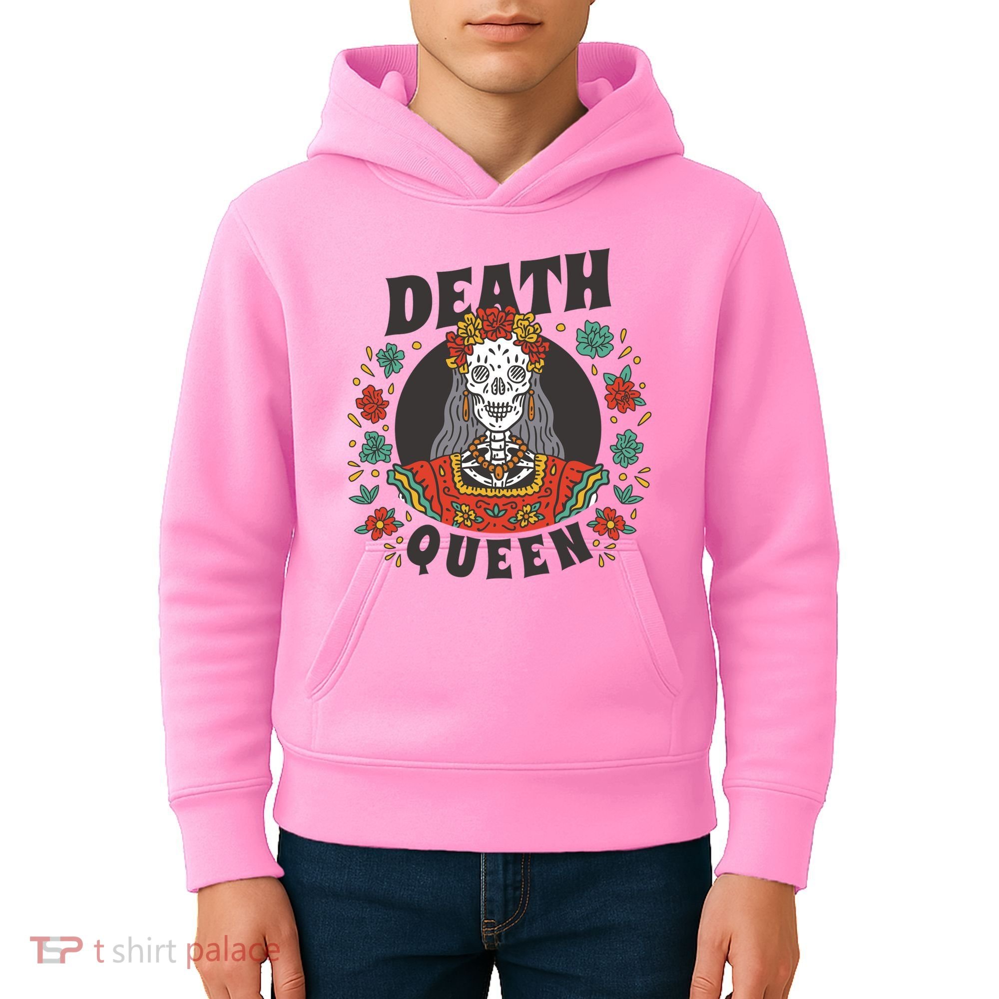 Death Queen Floral Kids Hoodie