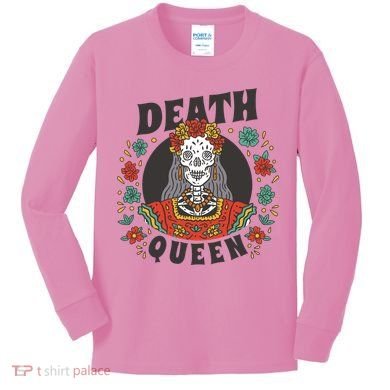 Death Queen Floral Kids Long Sleeve Shirt