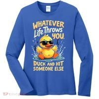 Duck Quote Graphics Yellow Rubber Duck Women's Long Sleeve Shirt thumb 0