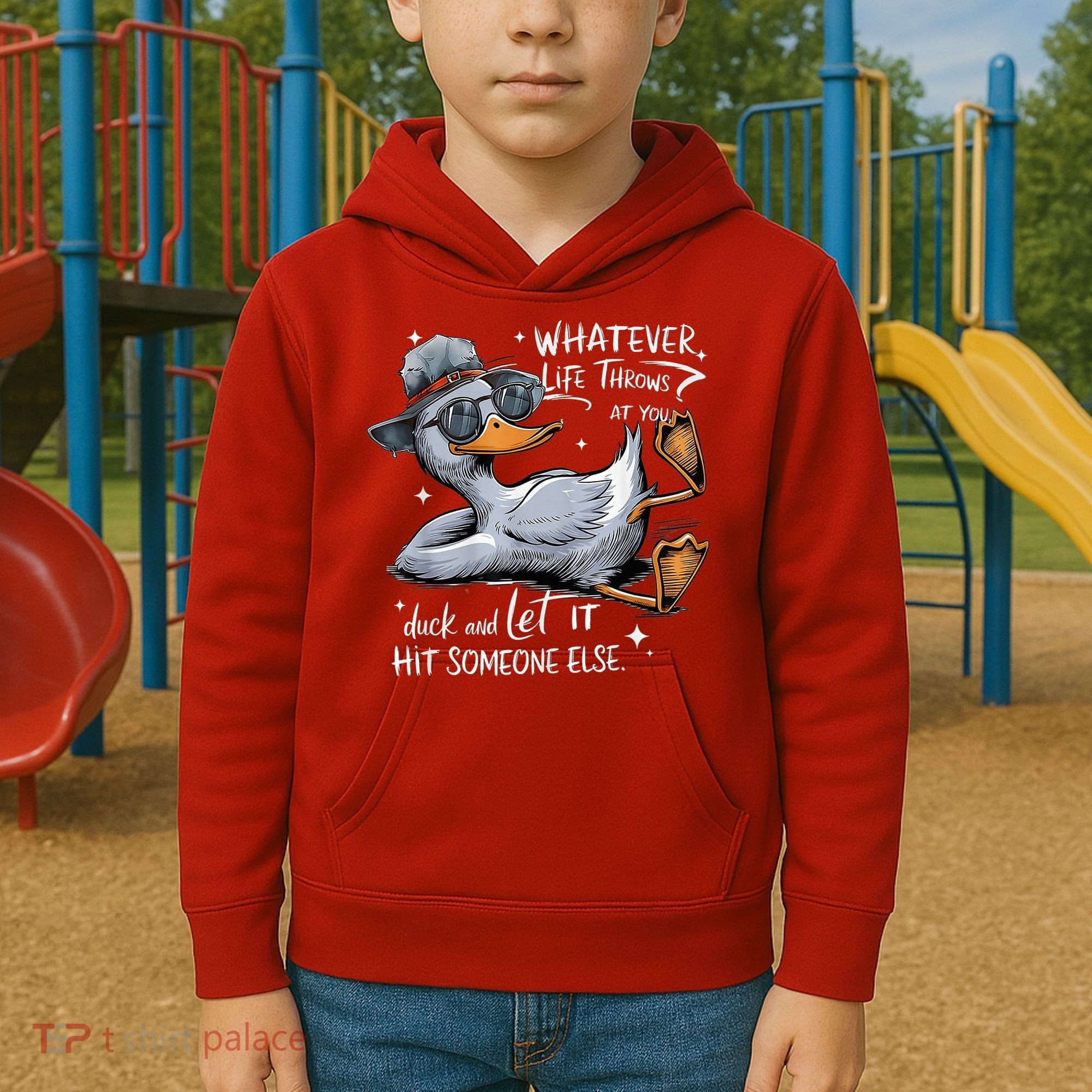 Duck Quote Graphics Whatever Life Throws At You Duck And Let It Hit Someone Else Kids Hoodie