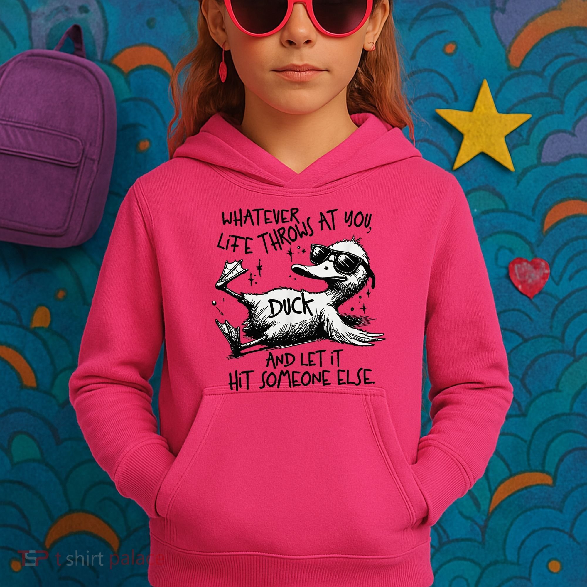 Duck Quote Graphics Whatever Life Throws At You Duck And Let It Hit Someone Else Kids Hoodie