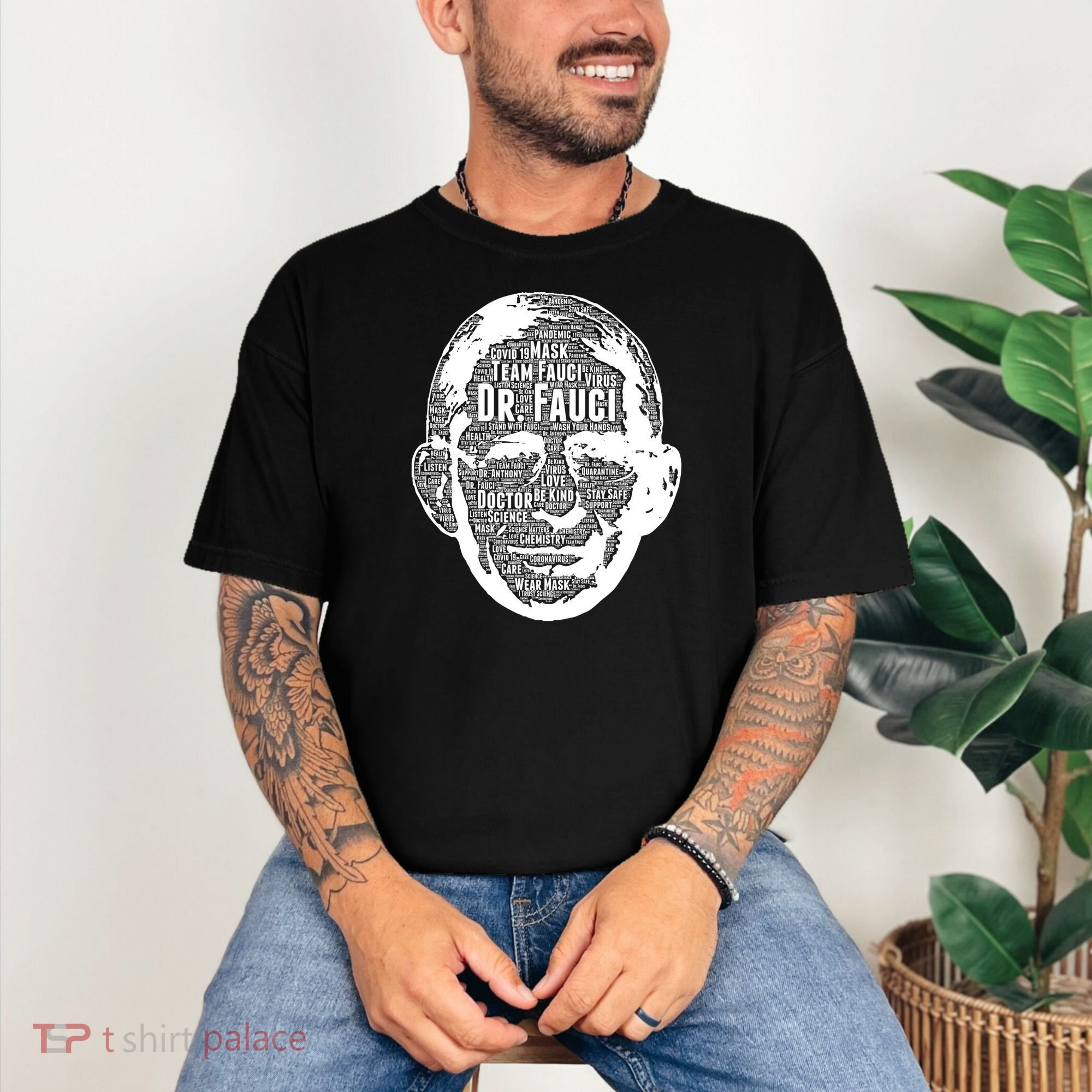 Dr. Fauci Word Face Portrait Comfort Colors T-Shirt