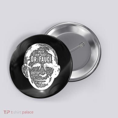 Dr. Fauci Word Face Portrait Button