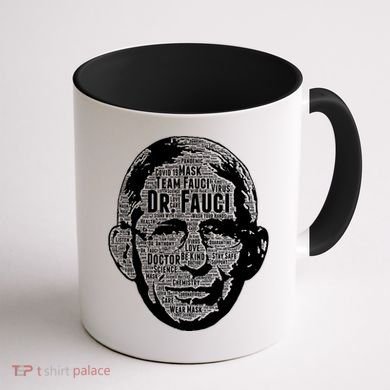 Dr. Fauci Word Face Portrait Coffee Mug back