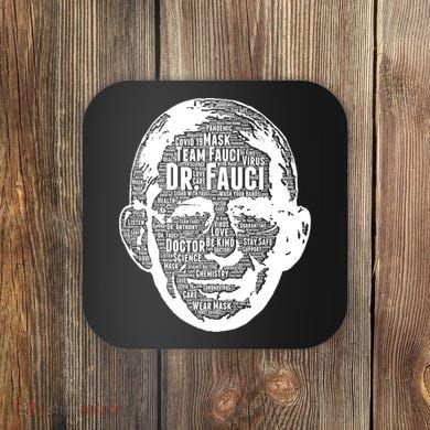 Dr. Fauci Word Face Portrait Coaster