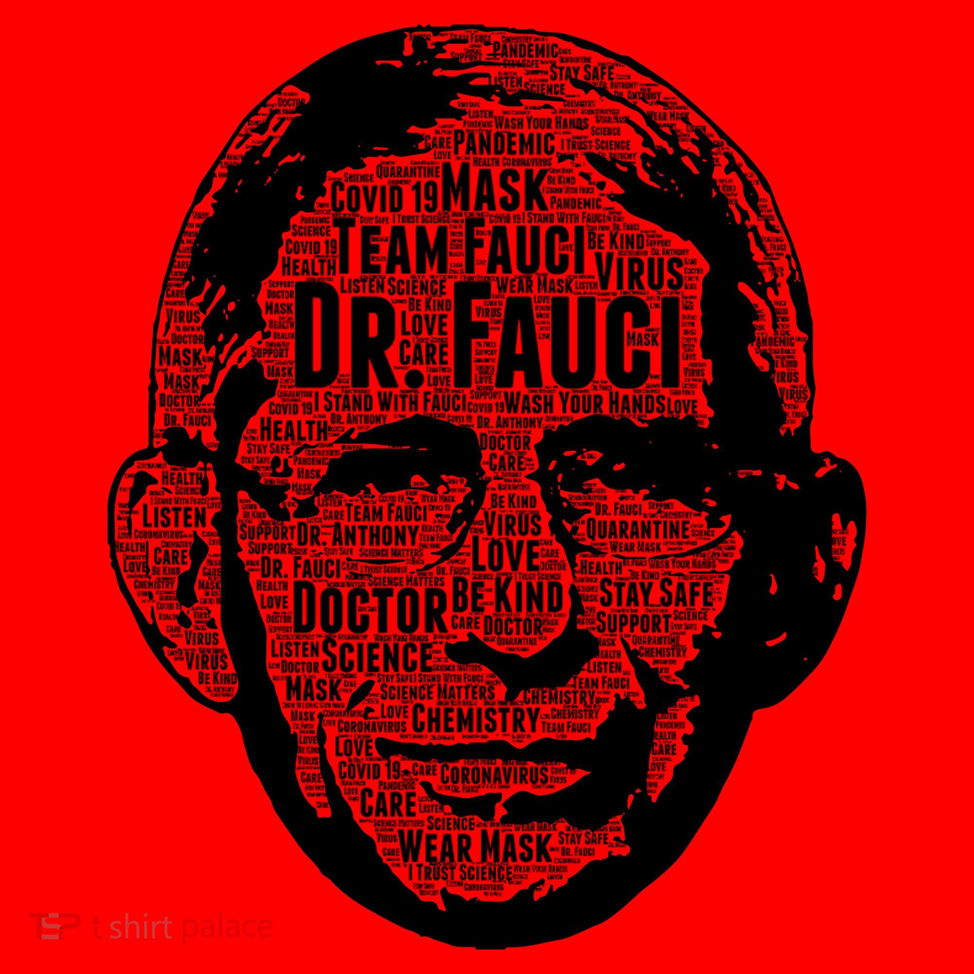 Dr. Fauci Word Face Portrait Santa Hat
