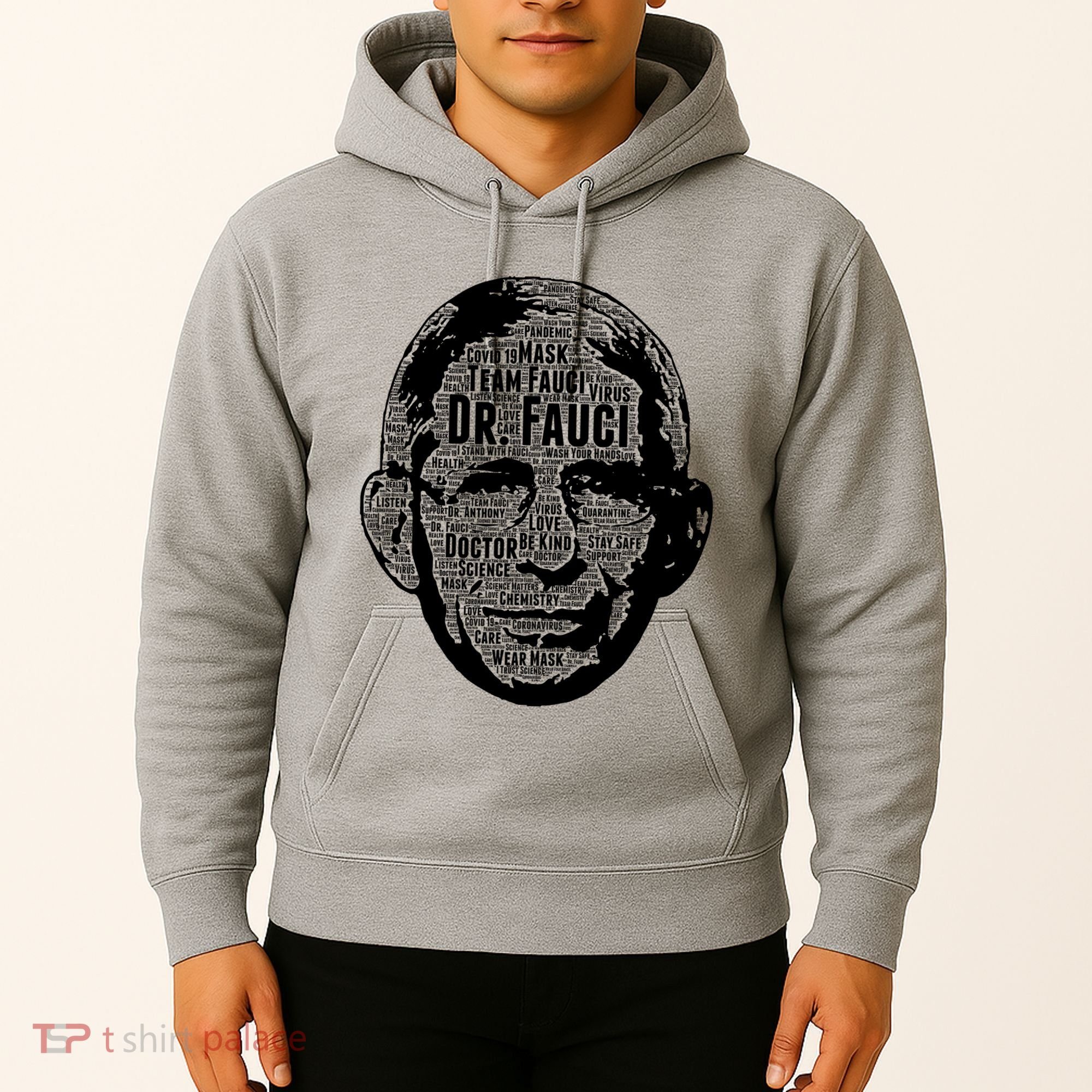 Dr. Fauci Word Face Portrait Hoodie