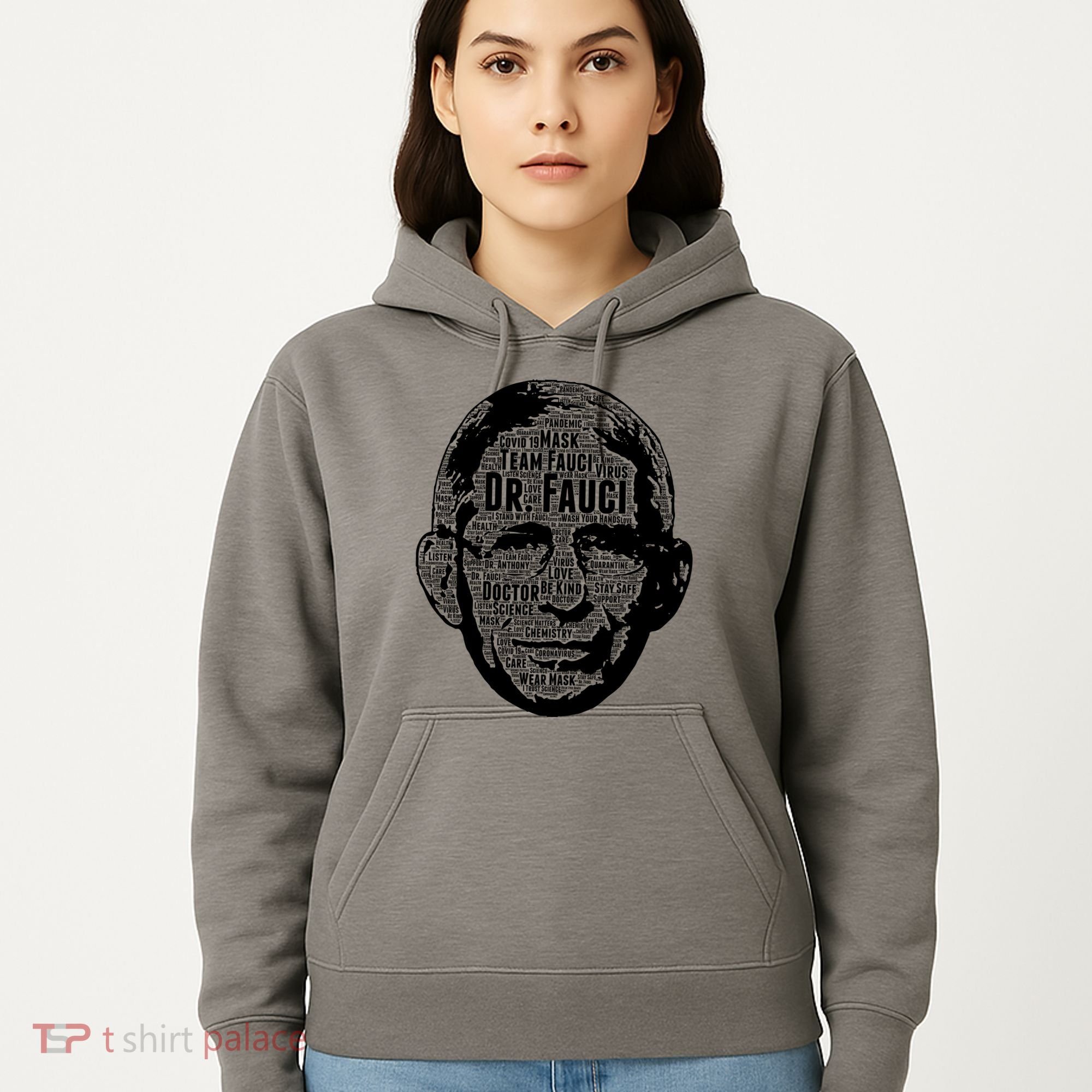 Dr. Fauci Word Face Portrait Hoodie