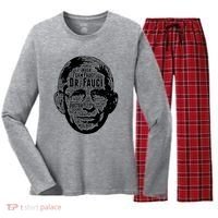 Dr. Fauci Word Face Portrait Women's Long Sleeve Flannel Pajama Set  thumb 0