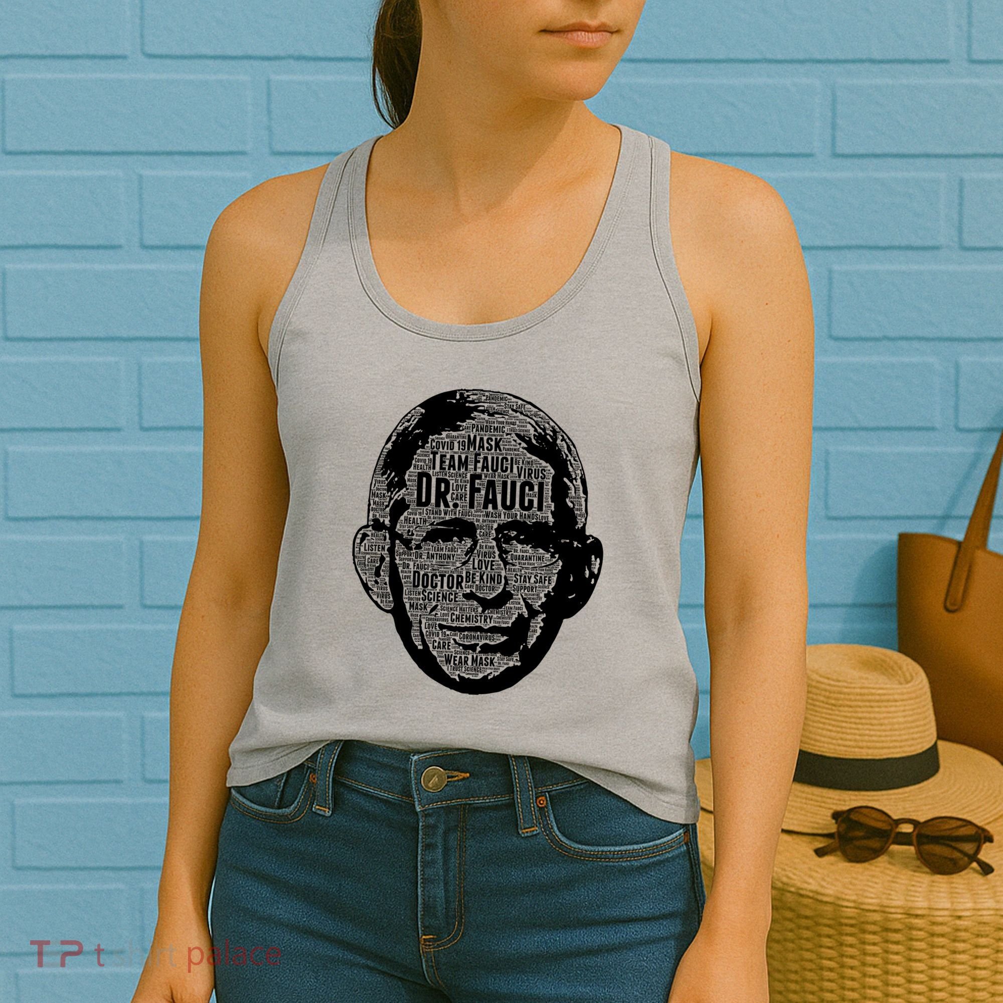 Dr. Fauci Word Face Portrait Women's Tank Top