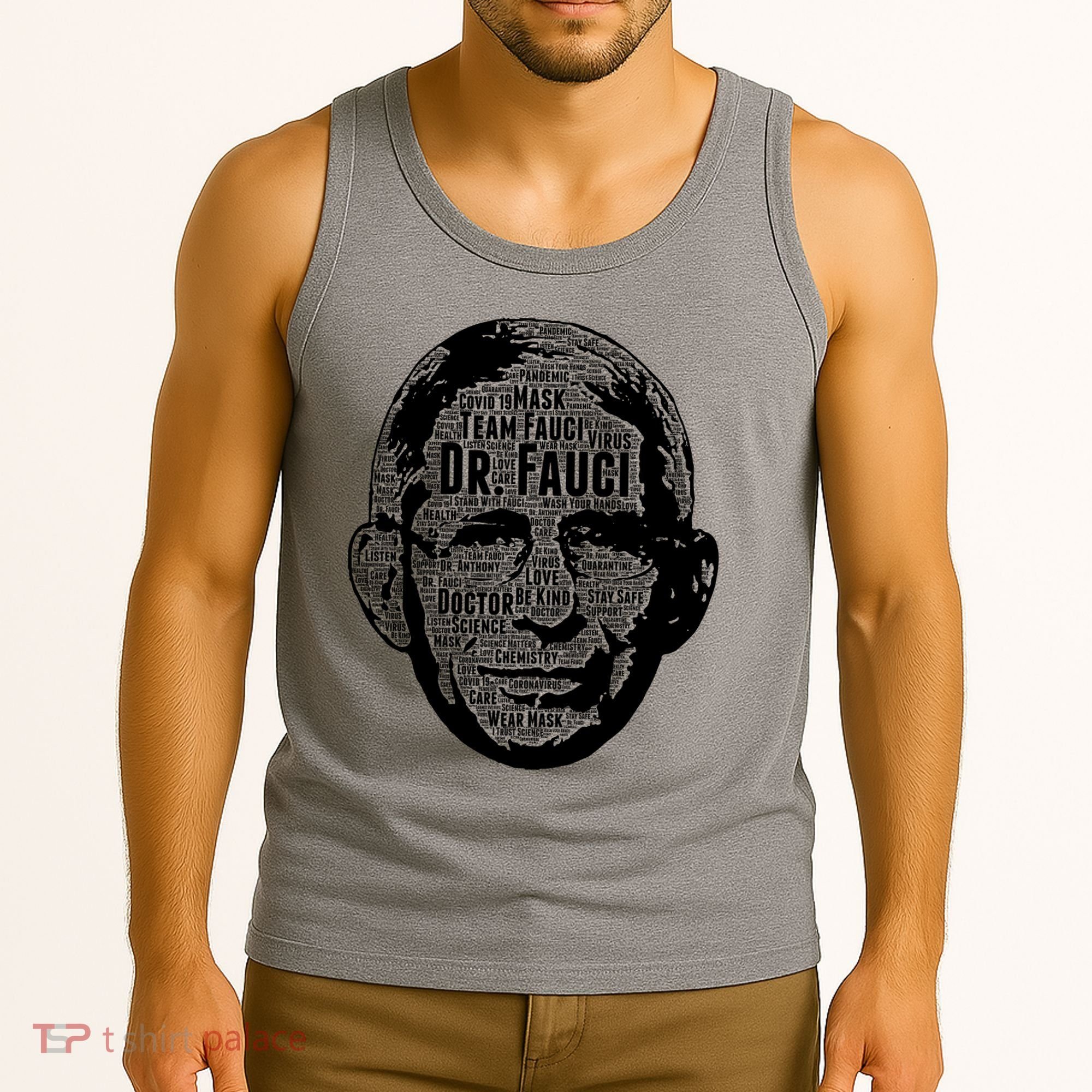 Dr. Fauci Word Face Portrait Tank Top