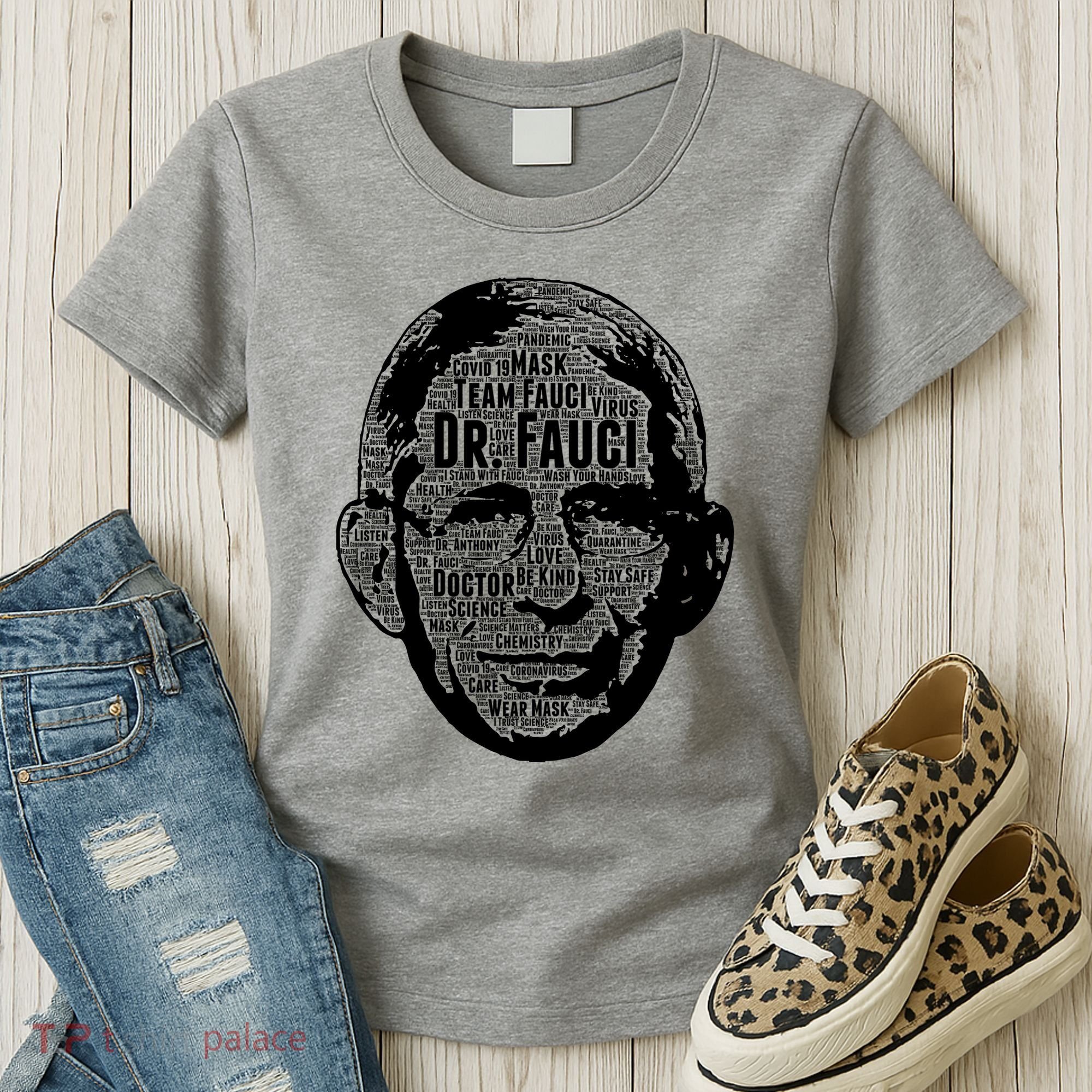 Dr. Fauci Word Face Portrait Women's T-Shirt