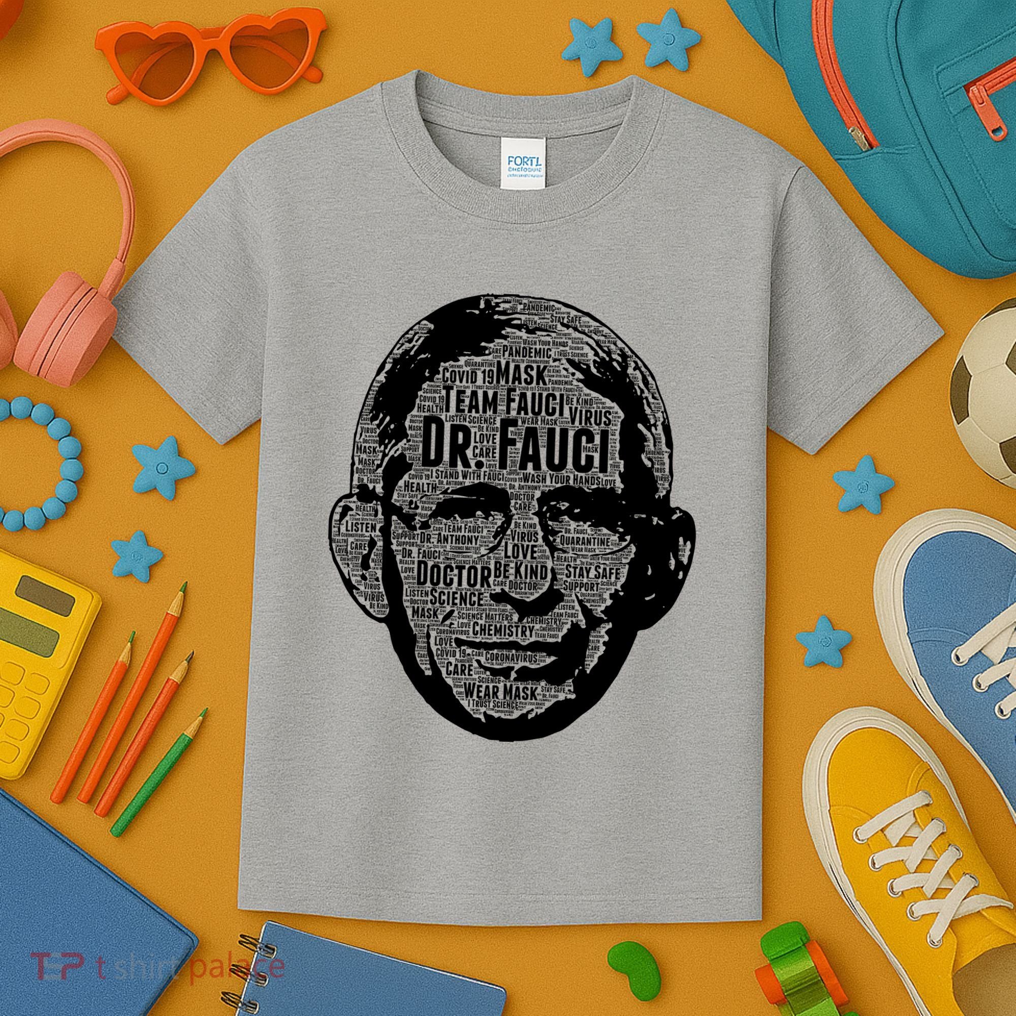 Dr. Fauci Word Face Portrait Kids T-Shirt