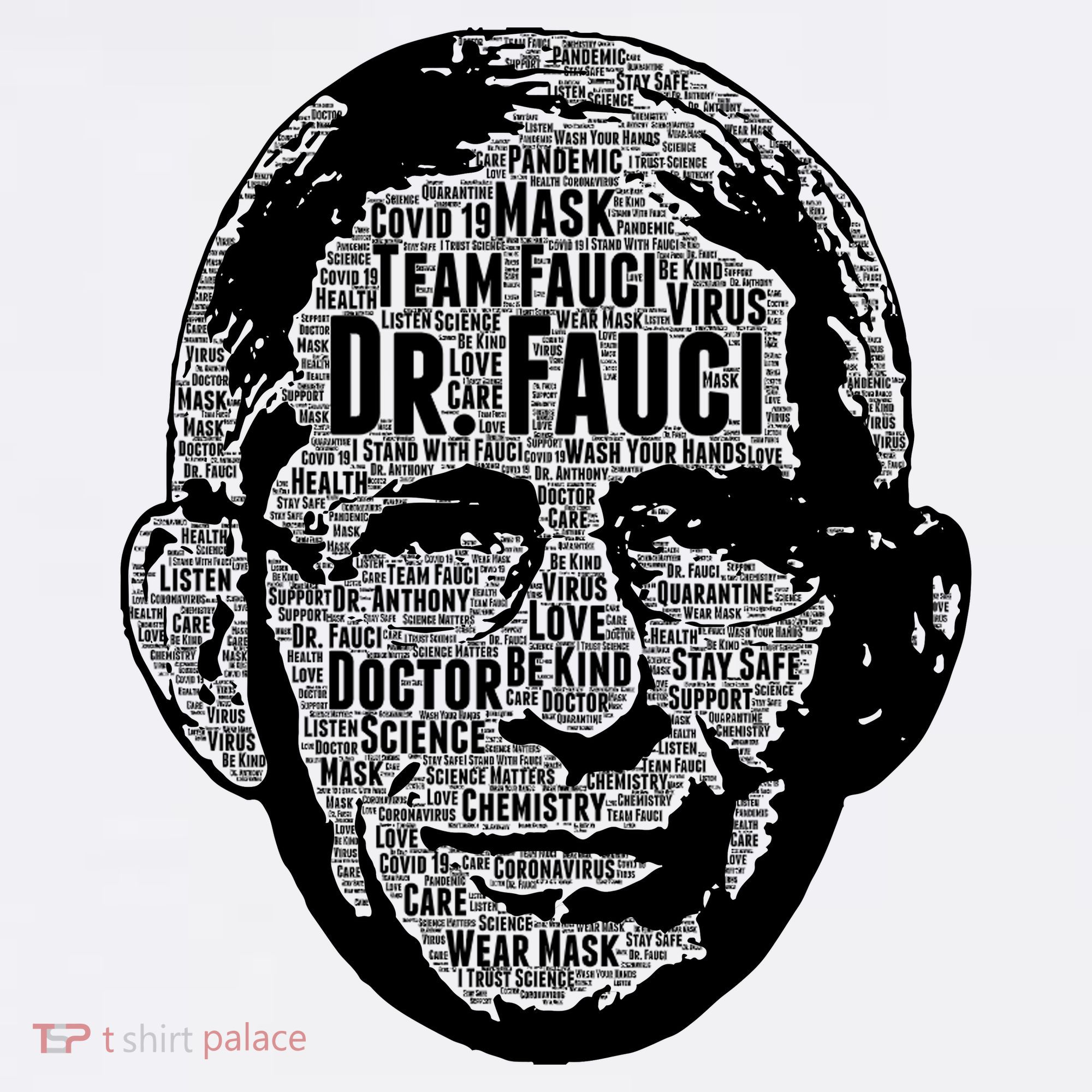 Dr. Fauci Word Face Portrait Comfort Colors Garment-Dyed Hooded Sweatshirt