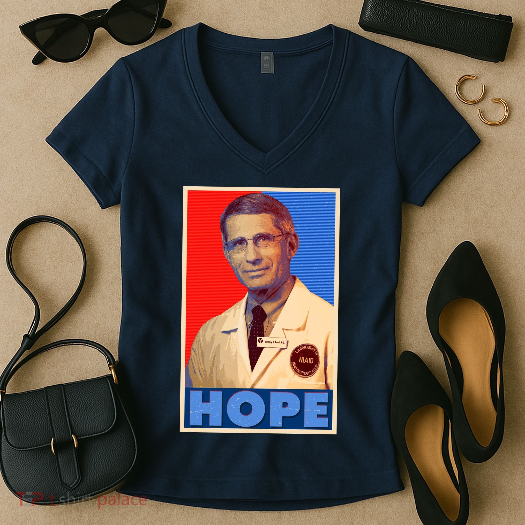 Dr Anthony Fauci Hope Women's V-Neck T-Shirt