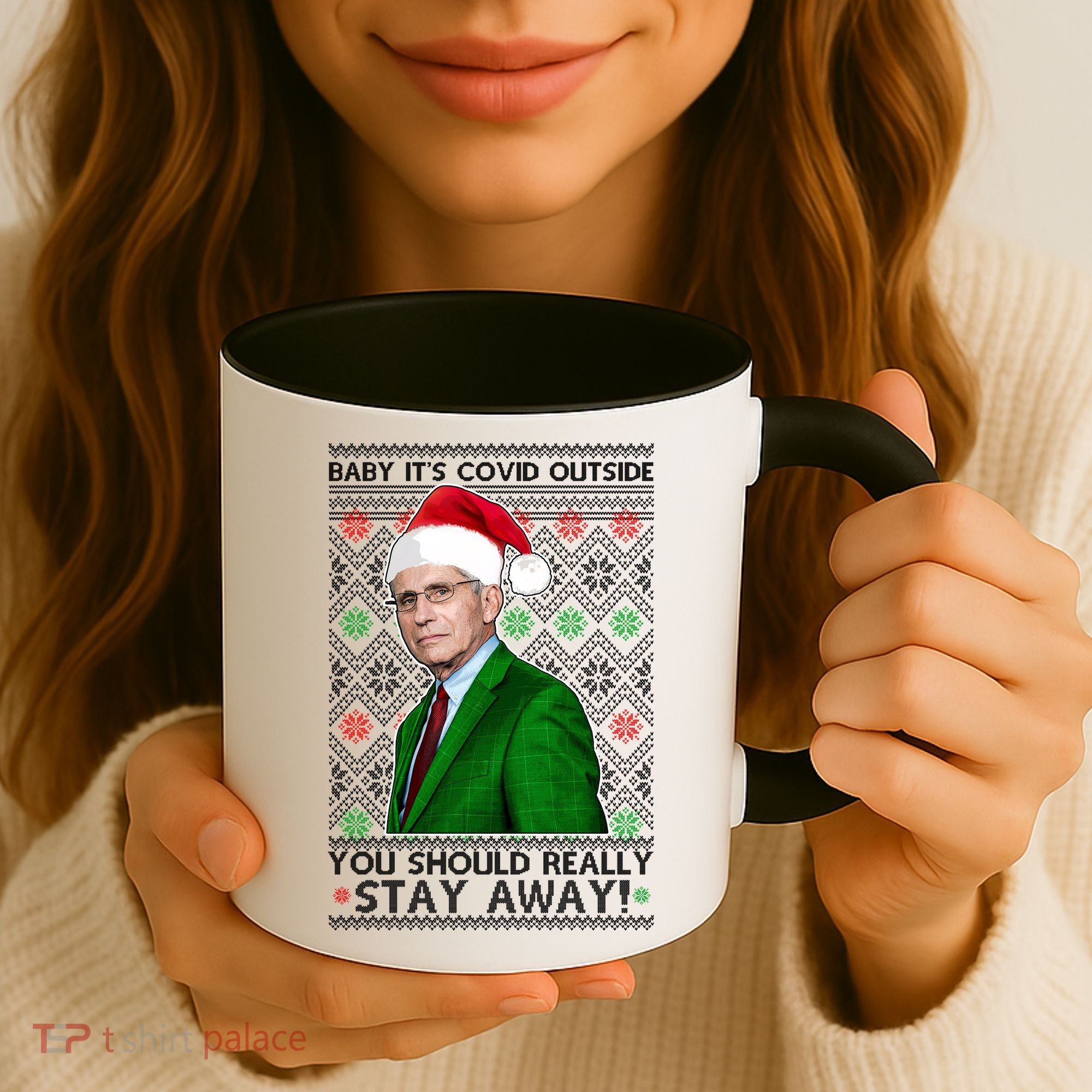 Dr Fauci Baby It's Covid Outside Ugly Christmas Sweater Coffee Mug