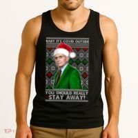 Dr Fauci Baby It's Covid Outside Ugly Christmas Sweater Tank Top thumb 3