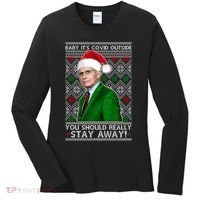 Dr Fauci Baby It's Covid Outside Ugly Christmas Sweater Women's Long Sleeve Shirt thumb 0