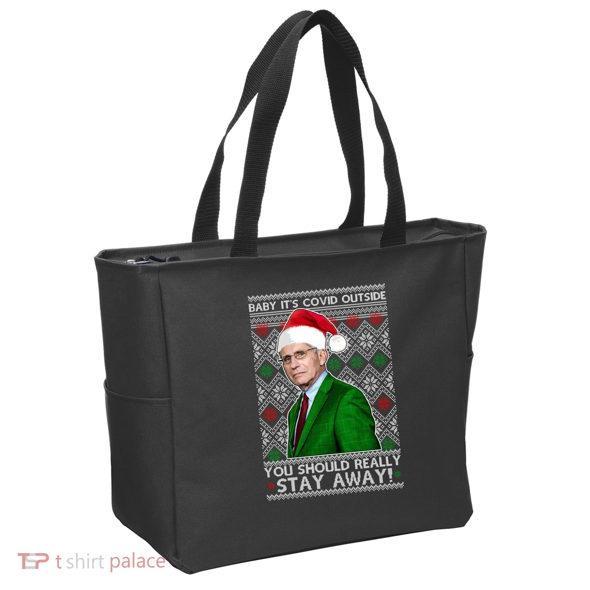 Dr Fauci Baby It's Covid Outside Ugly Christmas Sweater Tote Bag