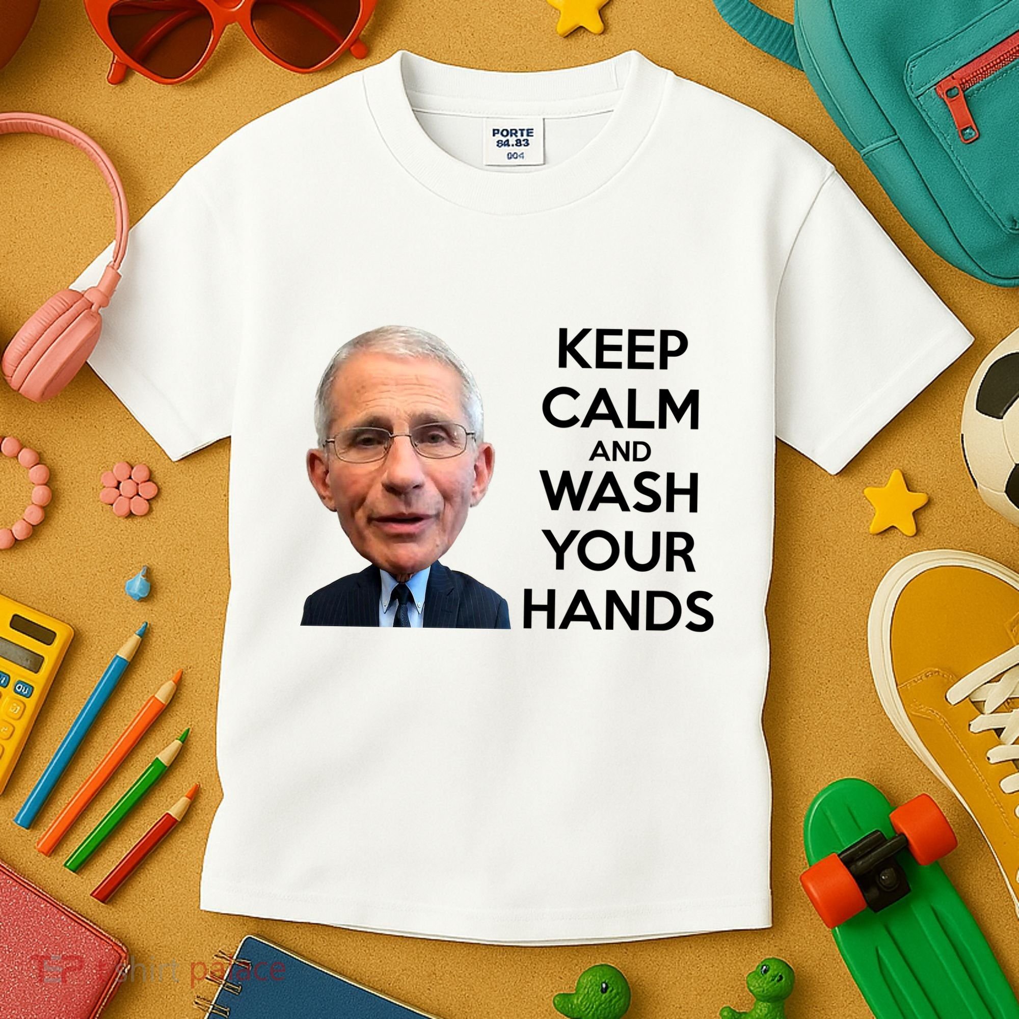 Dr Fauci Keep Calm And Wash Your Hands Kids T-Shirt