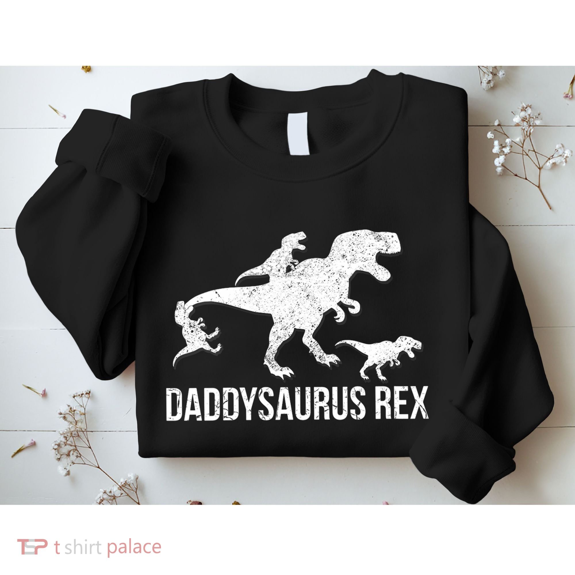 Daddysaurus Rex 3 Daddy Dinosaur Vneck Sweatshirt