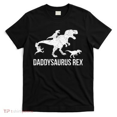 Daddysaurus Rex 3 Daddy Dinosaur Vneck T-Shirt