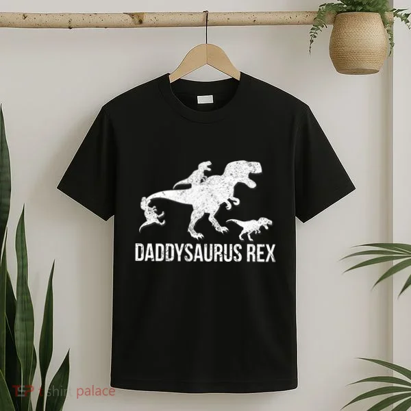 Daddysaurus Rex 3 Daddy Dinosaur Vneck T-Shirt