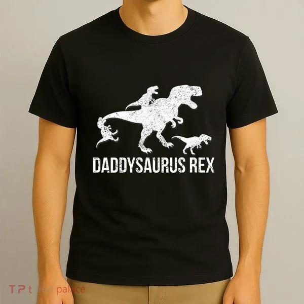 Daddysaurus Rex 3 Daddy Dinosaur Vneck T-Shirt